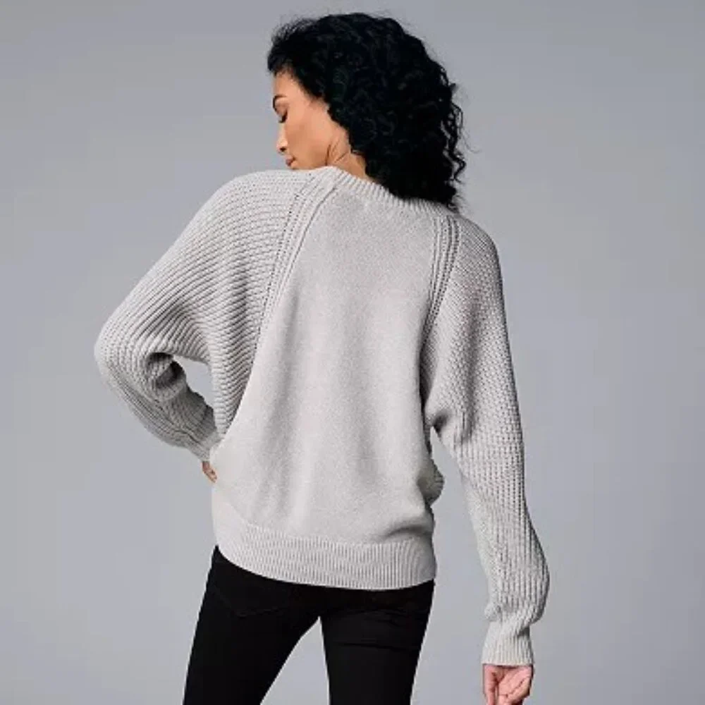 Simply Vera Vera Wang Braided Cable Dolman Sweater - Size Small - Picture 3 of 10